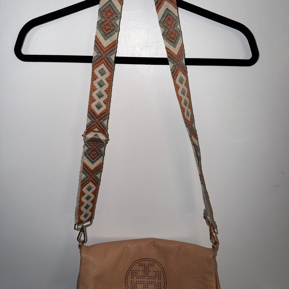 Geometric Strap Tan Crossbody Bag